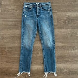 Raw Hem Straight Jeans